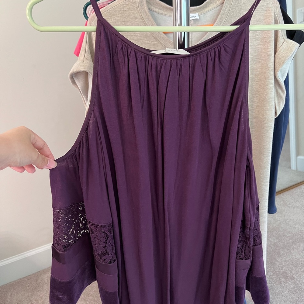 LOFT Purple Pleated Embellished Camisole